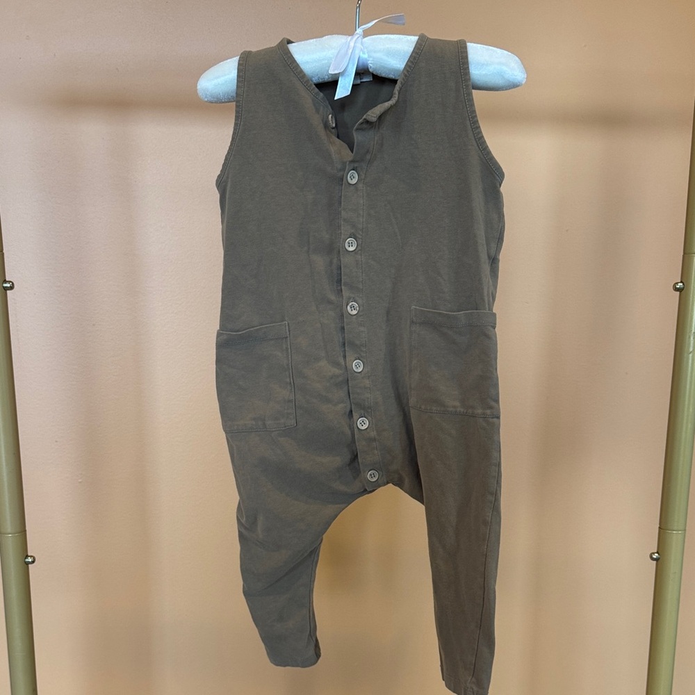 Sleeveless Olive Brown Kids One-Piece Forest Romper